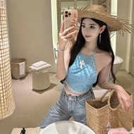 Digital Cross Vest - Women's Summer Leather Belted Halter Top