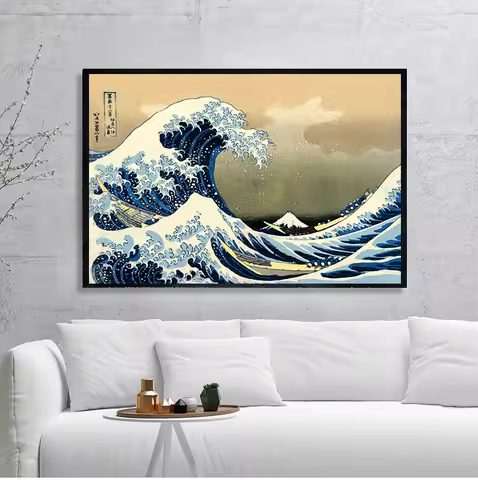 The Great Wave of Kanagawa Ukiyoe Japanese Art Vintage Wall Canvas Print Famous Painting Living Room