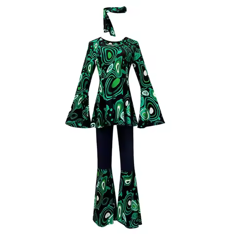 Women's Hippie Costume 60s 70s Outfit Costume Women's Flower Power Clothing Top With Flared Sleeves 