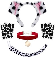 101 Days of School Dalmatian Costume Set Puppy Dog Ear Headband Tail Choker Stickers for Men Women P