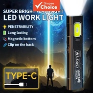 Portable Edc Light Magnetic Back Clip Red Blue Warning Light Compact Cob Work Light