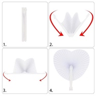Paper Fan Three-Piece Set Wedding Wedding Pink Love Round Paper Fan Folding Fan Blank Paper Fan Grou