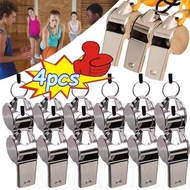 4/1Pcs Stainless Steel Whistles with Rope - Outdoor Survival Tools - Ultra-loud, Rust Proof, Anti-co