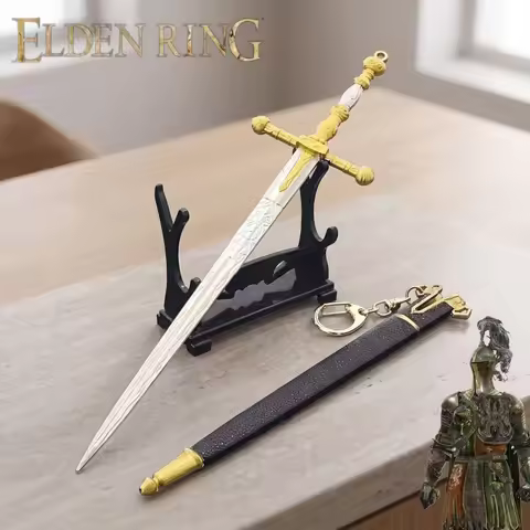 22cm Zinc Alloy Elden Ring Sword Golden Carved Hilt Engraved Blade Synthetic Sheath Cosplay Collecti