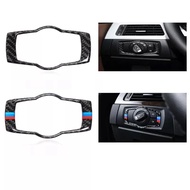 Carbon Fiber Headlight Switch Buttons Cover Stickers Trim For BMW E90 E92 E93 3 Series Car Interior Accessories