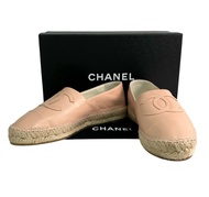 ☆ CHANEL 香奈兒 Pink Lambskin #38 Espadrilles 粉紅色小羊皮38碼草編鞋 100%真品