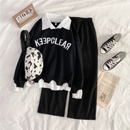 2PCS / Single Set Leisure Two Piece Set Women Thin Type White Collared Students Korean Version Ins C