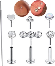 《326》QWALIT Silver Gold Nose Stud Threadless Nose Stud 18g 20 Gauge Threadless Nose Ring Flat Back N