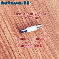 HS2216 Fuse Tube Ceramics Tube for Terminal Block UK5-HESI 5x20 mm 6,3A 6.3A Ampere Ceramic Fuse 5 x