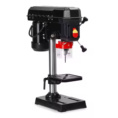 8 Inch Bench Drill Press, 2.5Amp, 5 Speed Adjustable, Swing Distance 0-45° Tilting, Controls Benchto