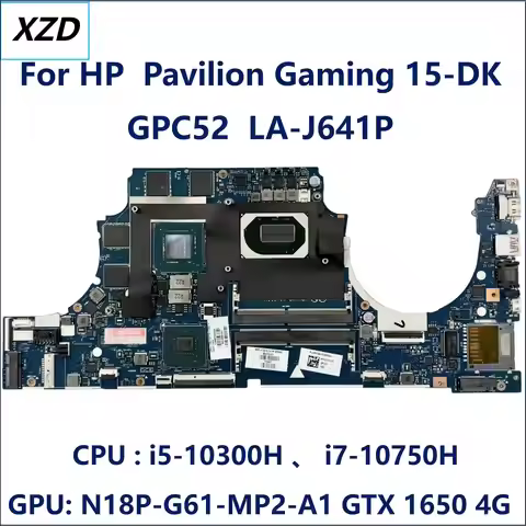 GPC52 LA-J641P Mainboard For HP Gaming 15-DK Laptop Motherboard CPU:I5-10300H I7-10750H GPU: N18P-G6
