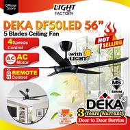 DEKA DF50LED 56" / ECOLUXE ECO-515 56 Inches 5 Blades Remote Control Ceiling Fan With 3 Color LED Li