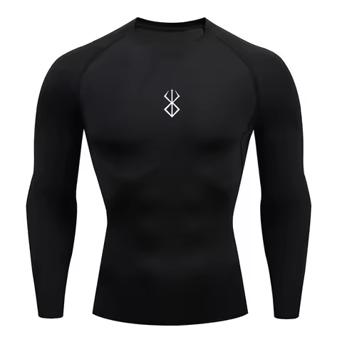 Anime Men's Compression Shirt Fitness Sport Running Tight Gym TShirts Athletic Workout Quick Dry Top