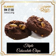 TRIPLE CHOCOLATE CHIP by Augy Kudapan Qaseh | Biskut Raya Coklat Almond Sedap - Cookies