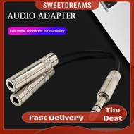 6.35mm Male Jack Stereo Splitter Cable 2X 1/4 inch Female Plug Audio Y Cord