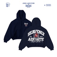 Jacket Hoodie Zip BOXY form HEAVENLY AESTHETE crab leg felt in Dark Blue Genuine Angel-Land
