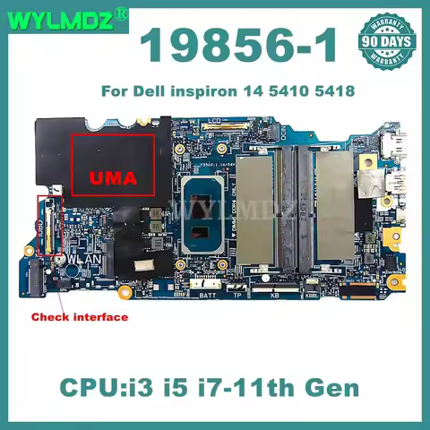 19856-1 Mainboard For Dell inspiron 14 5410 5418 Laptop Motherboard With i3 i5 i7-11th Gen CPU Noteb
