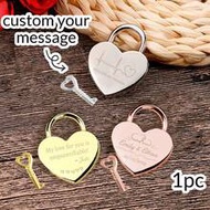 1/2pcs Customized Heart-Shaped Love Lock With Engraved Text, Personalized Anniversary Memorial Gift 