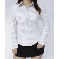 KEMEJA Luna Shirt_Women's Shirt _Women's Stripe Stripe Top_Contemporary Long Sleeve Basic Shirt Stri
