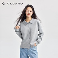 Giordano Women Jackets Turndown Collar Bishop Sleeve Jackets Simple Fashion Casual Jackets Free Ship