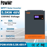PowMr 5.5KW 5.5KVA Hybrid Solar Inverter MPPT 80A 500VDC PV Input 220VAC 48V With Parallel Function 
