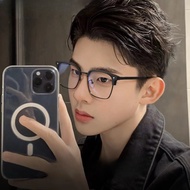 (-0~-400) Myopia glasses, new men's anti blue light glasses, black eyebrow frame myopia glasses, stu