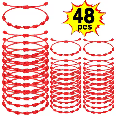 7 Knots Red String Bracelet Protection Evil Eye Good Luck Amulet for Success and Prosperity Couple's