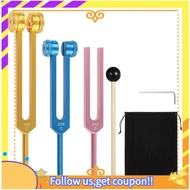 【W】3 Piece Tuning Fork Set(128Hz, 256Hz, 512Hz) Aluminum Includes Hammer for Healing Chakra,Sound Th
