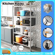 Thicken Kitchen Rack Organizer with Wheels Stainless Steel Kitchen Cabinet 3/4/5 Layer Kitchen Shelf