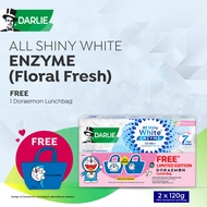 Darlie All Shiny White Supreme Enzyme Floral Fresh Toothpaste 2x120g+ Doraemon Lunch Bag