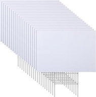Leinuosen 20 Sets Corrugated Plastic Signs 24 x 36 Inch Blank Yard Signs with H Stakes White Corruga