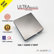 reTouch Ultra Rimless 1 Gang 2 Way 16A Frameless Wall Switch SIRIM Approved [GRAY]