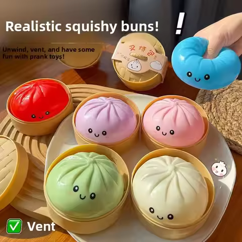 Colorful Dumpling Decompression Squish Balls Reusable Low Rebound Stress Dough Toys for Home Office 