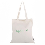 agnes b.綠標agnes b. 草寫字母帆布直式手提購物包（米白）_廠商直送