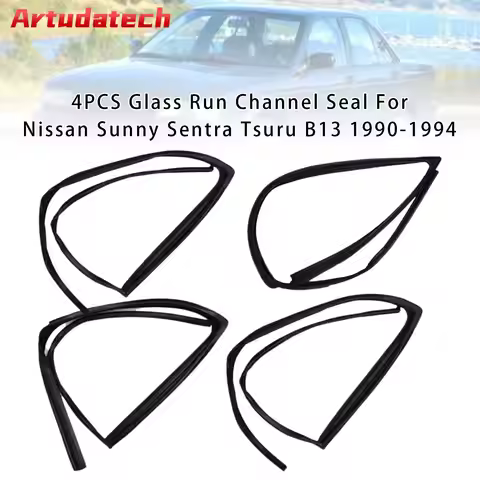 Artudatech 4PCS Glass Run Channel Seal For Nissan Sunny Sentra Tsuru B13 1990 1991 1992 1993 1994 Ca