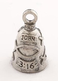 Guardian Bell JOHN 3:16 CHRISTIAN Jesus Fish Bible Biker Motorcycle Keychain Gift, Silver, 1.5"