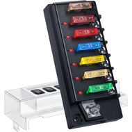 EXTRACTME 12V Fuse Block, 6 Circuit 12 Volt Blade Fuse Box Kit with LED Indicator, ATO Blade Fuse Bl
