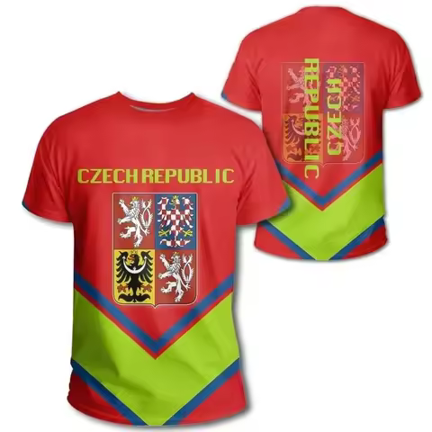 Czech Republic Flag 3D T-Shirt Men Women Coat Of Arms Of Czech Republic T Shirt Casual Oversized Sho