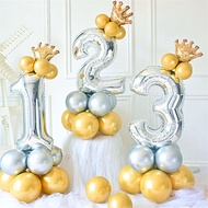 107cm Silver Large Number Aluminum Film Balloon Full Month Hundred Days First Birthday Party Decorat