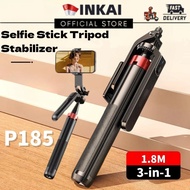 SG Local - P185 Selfie Stick 1.8m Tripod Holder Bluetooth Remote Foldable Selfie Stick Handheld Vide