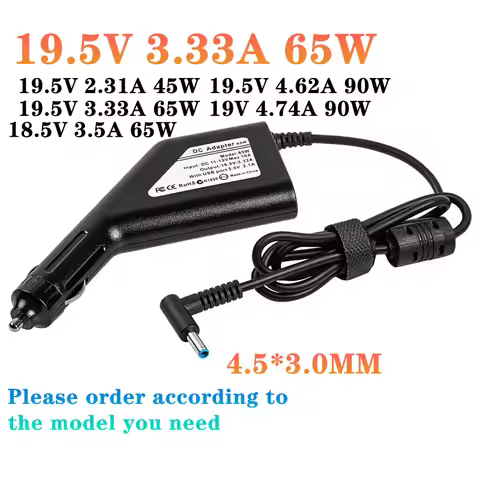 19.5V 3.33A 4.62A 2.31A 4.74A 3.5A Laptop DC Power Adapter Car Charger For Hp Envy14/15 Pavilion M4/