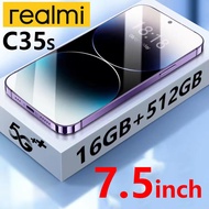【รับประกัน 1 ปี】ส่งฟรี Realmi C35s 7.5นิ้ว เต็มจอ โทรศัพท์เคลื่อนที่ 5G ขายดี สมาร์ทโฟน Ram 16GB+Rom 512GB สนับสนุนไทย 6800mAh โทรศัพท์มือถือ โทรศัพท์เล่นเกมลื่น Mobiles Android 11.0 Smartphone มือถือราคาถูก การกวาดล้าง โทรศัพท์เล่นเกมราคาถูก