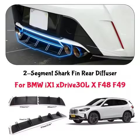 For BMW iX1 xDrive30L X F48 F49 Shark Fin Rear Diffuser Split Chassis Spoiler Auto Aerodynamic Parts