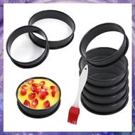 [P K A M] 8Pack Crumpet Rings Nonstick English Muffin Rings 3.15 Inch - Stainless Steel Double Rolle