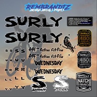Bike frame frame decals set - Surly Wednesday - printed and cut-out/stencil