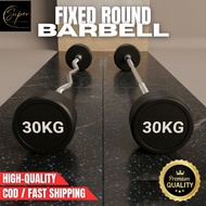 【SLS】Fixed Barbell Set Straight & Curved Bar 10kg to 30kg Rubber Coated Gym Barbell EZ Curl Barbell