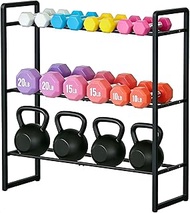 LOFTEY 3 Tier Adjustable Dumbbell Rack, 330 lbs Capacity Metal Weight Storage Rack, Space-Saving Hom