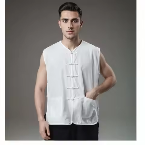 traditional chinese style kung fu clothes man tai chi fashion Summer casual cotton and linen camisol