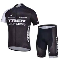Black Trek Set Breathable Short Sleeve Bike Jersey Set Unisex Team Racing Sport Jersey Half Zipper # 052