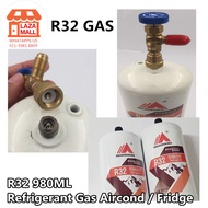 R32 Terbaru Gas HOME Aircond  (split unit) refill eko Gas Penyaman Udara TAMBAH topup psi Air Conditioner 980ML 冷气空调气体